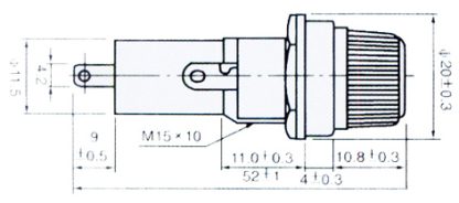 Ασφαλειοθήκη Βιδωτή 6.35X30mm 10A κάθετη S1057 - Image 2