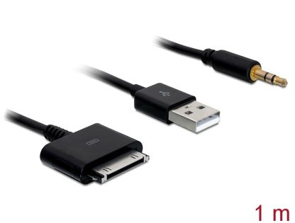 Delock Cable for IPhone / IPod > USB 2.0 + Audio 3.5mm Cinch 1 m