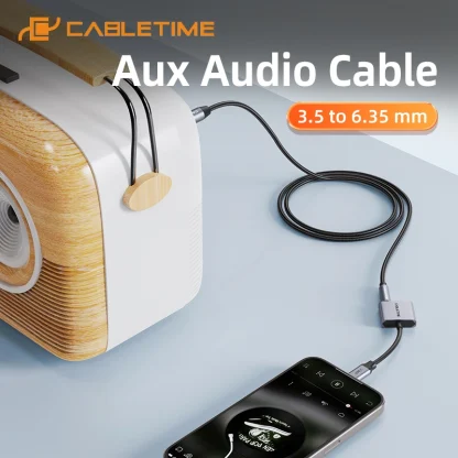 CABLETIME καλώδιο ήχου 3.5mm σε 6.35mm CT-AV321-H11G, 2m, μαύρο - Image 2