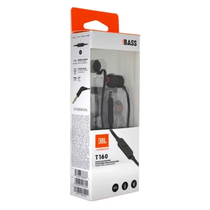 Hands Free JBL Tune 160 In-ear 3.5mm 9mm Dynamic Driver Pure Bass Sound με Μικρόφωνο JBLT160BK Μαύρο - Image 2