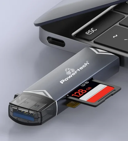 POWERTECH card reader PT-1343 για SD & micro SD, USB 3.2, 5Gbps, γκρι - Image 3