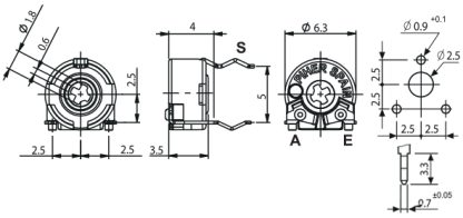 Trimmer Κλειστό Μικρό Οριζόντιο PT-6 6mm KV 470KΩ PIHER - Image 2