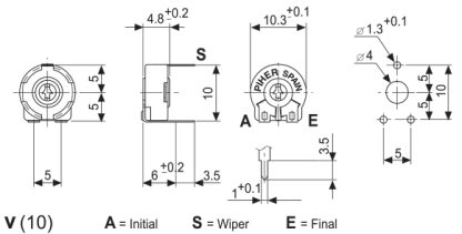 Trimmer Κλειστό Μικρό Οριζόντιο PX10 MV 470ΚΩ PIHER - Image 2