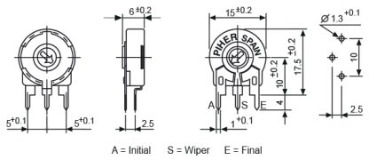 Trimmer Κλειστό Μεγάλο Κάθετο PT15 LH 470ΚΩ PIHER - Image 2